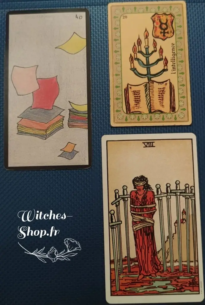 tirage de cartes pour comprendre pourquoi les relations se répètent avec l’oracle Gé, Belline et tarot Rider-Waite